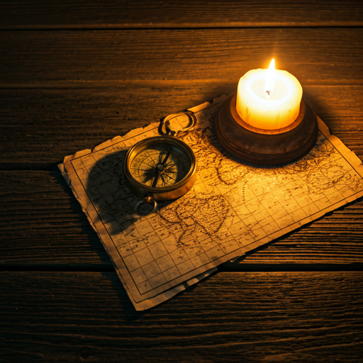 Table en bois sombre évoquant l'atmosphère d'un navire pirate